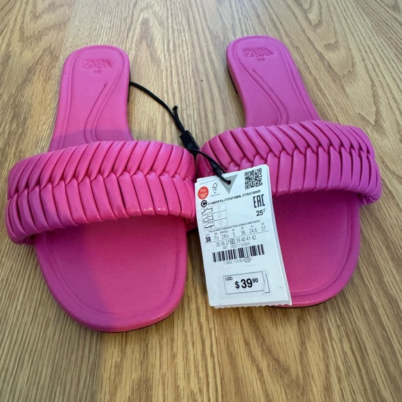 Zara Vibrant Pink Slide Sandals - Picture 2 of 6